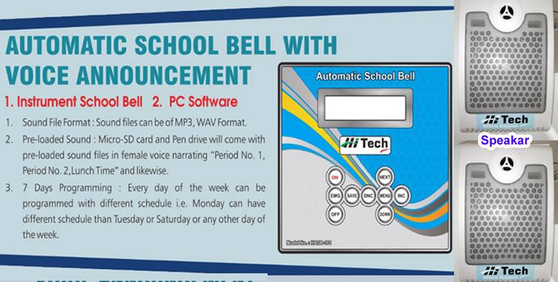 AUTOMATIC SCHOOL BELL WITH VOICE ANNOUNCEMENT